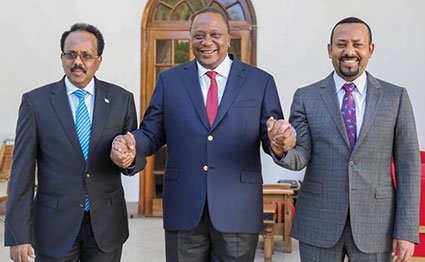 Somalian President Abdullahi Mohamed (left),