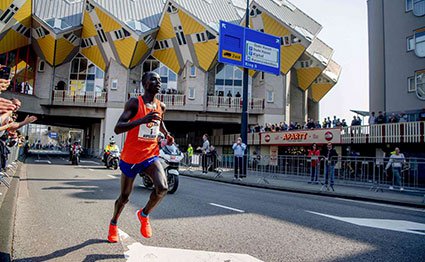 Marius Kipserem from Kenya runs towards the finish line of the 39th Rotterdam Marathon in Rotterdam, on April 7, 2019. PHOTO | ROBIN UTRECHT |